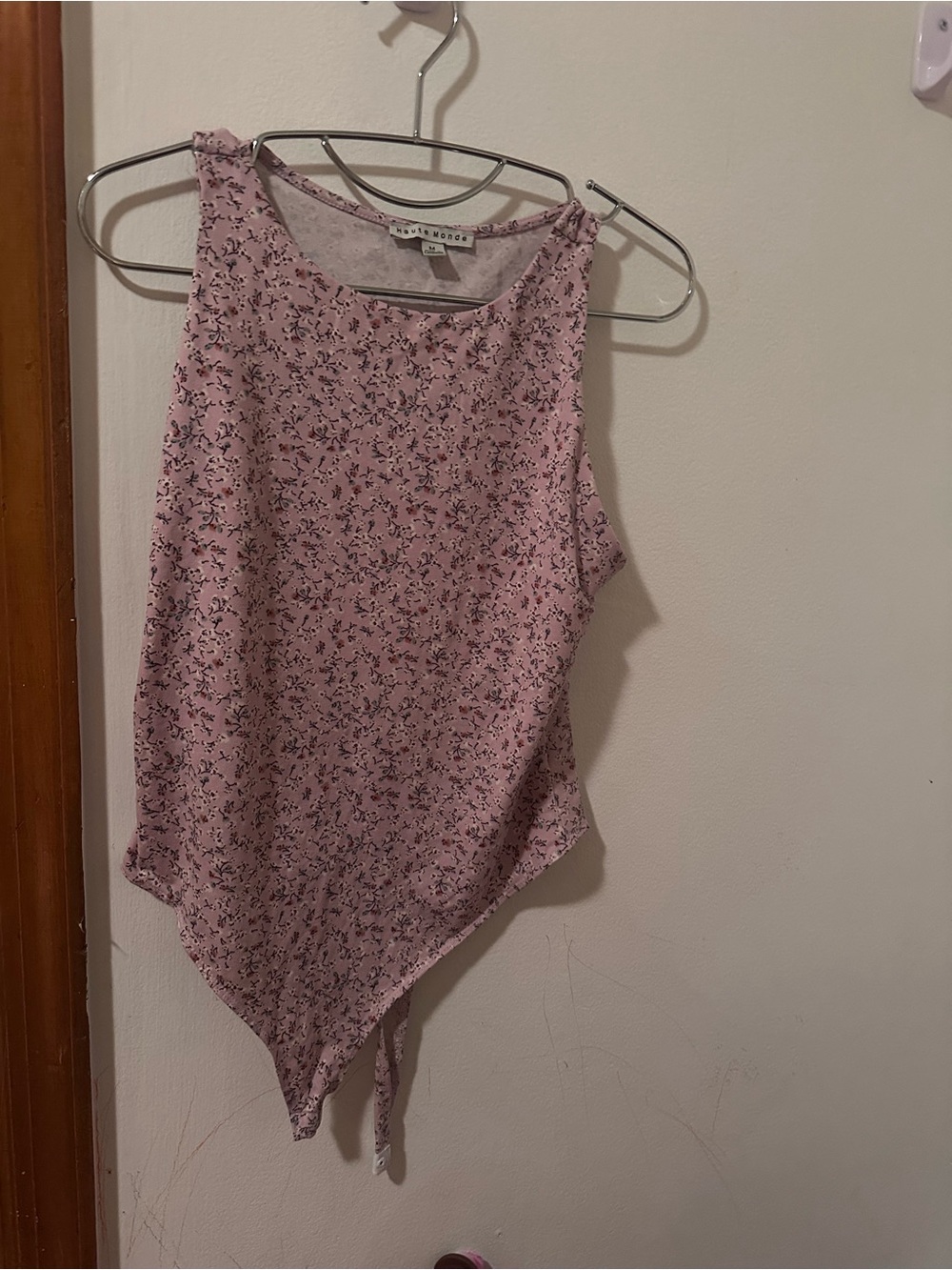 Marshalls Pink Floral Tie-Front Sleeveless Bodysuit